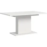 Ebuy24 Motion eetkamertafel zuilpoot 90x150/190cm incl. 1 verlengblad wit.