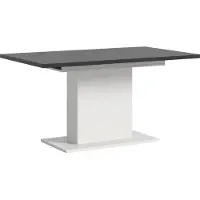 Ebuy24 Motion eetkamertafel zuilpoot 90x150/190cm incl. 1 verlengblad wit, grijs.