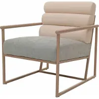 MCW Loungefauteuil -O38, cocktail-/gestoffeerde fauteuil, clubfauteuil, stof/textiel (420 g/m²) metaal MVG ~ beige, bekleding blauwgroen