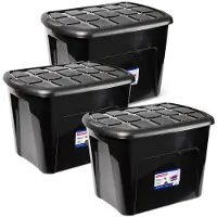 PlasticForte opberg kist met deksel - 3x - Multi Purpose Box - 75 liter - 60 x 42 x 43 cm - kunststof - transparant