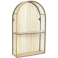 Home Deco Factory Wandplank/wandrek Ibiza - met boog - naturel - Boho stijl - 2 plankjes - 37 x 12 x 61 cm