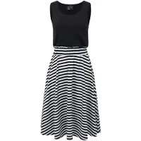 Forplay Midi-jurk - MAY - S tot XXL - voor Vrouwen - zwart-wit - Maat S