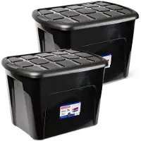 PlasticForte opberg kist met deksel - 2x - Multi Purpose Box - 75 liter - 60 x 42 x 43 cm - kunststof - transparant
