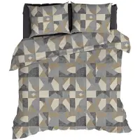 Romanette Dekbedovertrek Pictet Grijs Katoen-200 x 200 / 220 cm | 2-Persoons