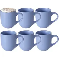 Boltze Koffiemokken Paris - 6x stuks - Keramiek - korenblauw - 300 ml - 8 x 10 cm