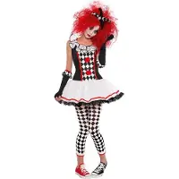 Amscan verkleedjurk Clown meisjes polyester wit/zwart | Maat 12 jaar,13 jaar