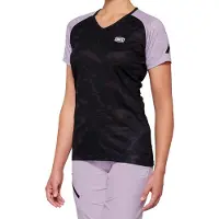 100% Airmatic Black/Lavender Dames fietsshirt met korte mouwen