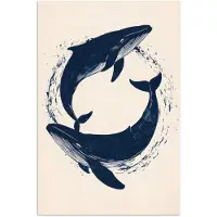 PosterMonkey Poster 40x60 cm - Walvissen - Spetters - Cirkel - Donkerblauw - Posters - Kamer decoratie - Wanddecoratie woonkamer - Muurdecoratie slaapkamer