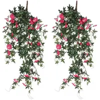 Mica Decorations Kunstplant Petunia - 2x - donkerroze - 80 cm - kunst hangplanten