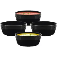 Home Deco Factory Soepkommen Kitchen Classics - zwart - 10x stuks - 14 x 7 cm - keramiek - soepkommetjes - serveerschaaltjes