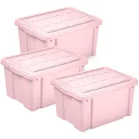 PlasticForte Multi Storage Opslagbox met deksel - 3x - roze - 16 liter - 40 x 30 x 21 cm - kunststof - opbergdoos - opbergen