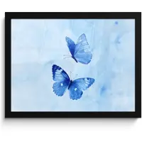 PosterMonkey Poster in lijst - Fotolijst 40x30 cm - Posters - Vlinders - Sierlijk - Blauw - Posterlijst zwart - Decoratie - Wanddecoratie woonkamer - Muurdecoratie slaapkamer