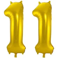 Folat Verjaardag Leeftijd folieballon - 11 jaar - goud - 86 cm - cijferballon groot