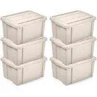 PlasticForte Multi Storage Opslagbox met deksel - 6x - beige - 16 liter - 40 x 30 x 21 cm - kunststof - opbergdoos - opbergen