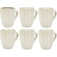 Home Deco Factory Koffiemokken Venice - 6x stuks - Keramiek - creme wit - 300 ml - 8 x 11 cm - Luxe uitstraling - Italiaanse stijl