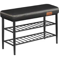Mazazu - Schoenenbank met zitting - Schoenenrek voor 6 paar - Halbankje - Zwart - 80x30x50 cm