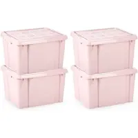 PlasticForte Multi Storage Opslagbox met deksel - 4x - roze - 25 liter - 42 x 25 x 30 cm - kunststof - opbergdoos - opbergen