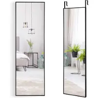 Costway 37 x 120 cm full-body spiegel met in hoogte verstelbare hanghaken, wandspiegel, deurspiegel, hangspiegel, spiegel voor slaapkamer, woonkamer en entrée