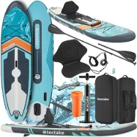 TecTake Stand-Up Paddle Board - SUP Plank - Opblaasbaar - Stabiel - 288 x 77 x 22,5 cm - Max 200kg - Oranje Turqoois