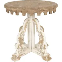 Clayre & Eef Bijzettafel rond Ø 80x81 cm wit hout rond sidetable