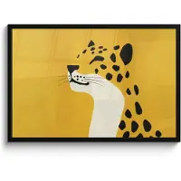PosterMonkey Poster in lijst - Fotolijst 90x60 cm - Posters - Cheetah - Illustratie - Geel - Posterlijst zwart - Decoratie - Wanddecoratie woonkamer - Muurdecoratie slaapkamer