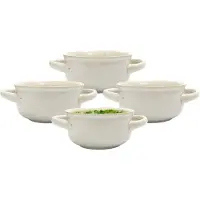 Home Deco Factory Soepkommen Classic - creme wit - 4x stuks - 14 x 7 cm - keramiek - soepkommetjes