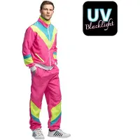Boland - Trainingspak Retro dude neonroze (S) - Volwassenen - Hippie - 80's & 90's - Disco