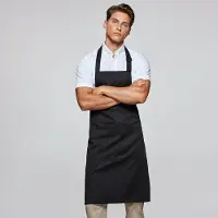 Roly Luxe Horecaschort - Unisex Schort - Professioneel - Keukenschort - Barbecueschort - Kookschort - Halterschort - 70 x 90 cm - voorvak - verstelbaar - onbedrukt - zwart