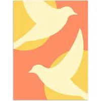 PosterMonkey Poster 120x160 cm - Vogels - Cirkels - Geel - Posters - Kamer decoratie - Wanddecoratie woonkamer - Muurdecoratie slaapkamer XXL