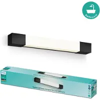 Philips Rover Spiegelverlichting - Spatwaterdicht IP44 - 5W - Warmwit licht - Badkamerlamp - Rechthoekig - Zwart