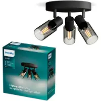 Philips Palms plafondspot | 3x E14 | Ronde basisplaat | Rookglas
