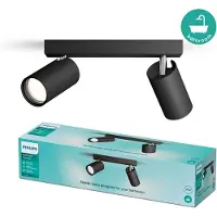 Philips Led opbouwspot | Rond | Idris | IP44 | Zwart | 2x GU10 fitting