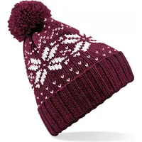 Beechfield Fair Isle Snowstar Beanie Burgundy/White