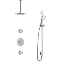 Hotbath Cobber IBS20 Inbouw Doucheset - 3-standen Handdouche - 20cm Hoofddouche - 30cm Plafondbuis - Glijstang - Geborsteld Nikkel - Messing - Kranen, - Kranen, Douchekranen, Douchesets, Inbouw