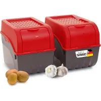 Novaliv Aardappelbewaardoos | 2x groot 9L | ROOD | Aardappeldoos | Stapelbare groentekist, uienkist, aardappelmand, fruitkist, aardappelkist, uienopslag, voedselcontainer, wortelen