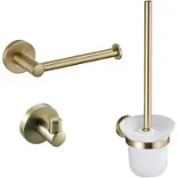 FortiFura Calvi Toiletset - toiletborstelhouder - open - handdoekhaak - toiletrolhouder - zonder klep - geborsteld messing (goud) SW639937/SW639940/SW639941