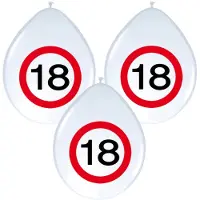 Folat Verkeersbord ballonnen - 16x - 18 jaar - wit - stopbord - 30 cm - ballonnen