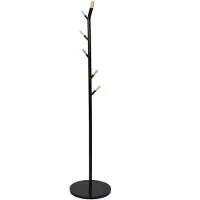 Home Deco Factory Kapstok - zwart - metaal/hout - 6 haken - 175 cm - staand