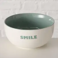 Boltze Set van 2 ontbijtkommen met tekst smile