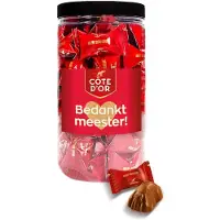 Côte d'Or Mini Bouchée chocolade "Bedankt meester!" - cadeau voor meester - einde schooljaar - chocoladecadeau - melkchocolade met praliné - 500g