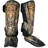 Venum Tiger Scheenbeschermers Zwart Neon Oranje - XL