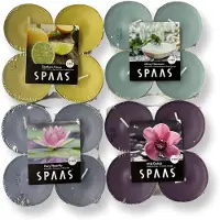 Spaas Geurtheelichtjes/waxinelichtjes Maxi - Assortiment - Sfeerpakket - 16 stuks - 10 branduren - 4x 4 geurkaarsen