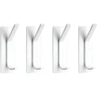 TOJ Zelfklevende Kapstokhaken - Ophanghaken - Muur / Kapstok Haken - Muurhaken - Set Van 4 Stuks – Incl. Plakstrip - Wit