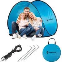 Springos Strandtent | Pop-Up Strandtent | UV Filter | Inclusief Draagtas | 120 x 150 x 110 cm | Blauw