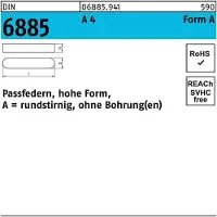 Toolcraft 1067253 Inlegspieën DIN 6885 RVS A4 25 stuk(s)