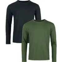 R.e.d. by emp Shirt met lange mouwen - Top met Lange Mouwen (Set van 2) - S tot XXL - voor Mannen - zwart-olijf | Maat S