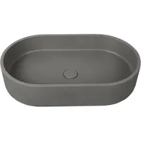 Guido Gusto Waskom Clea 60x35x12cm beton ovaal donker grijs inclusief afvoerplug