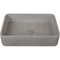 Guido Gusto Waskom Zoja 50x32.5x12cm beton rechthoek donker grijs inclusief afvoerplug