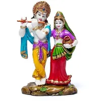 Yogi & Yogini Krishna en Radha beeld – Meerkleurig Polyresin – 15 cm