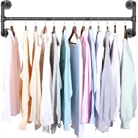 UNHO wandgarderobestang - industriële garderobestang - metalen kledinghanger - super stabiel wandgarderoberek voor slaapkamer woonkamer keuken - 109x35x31cm - tot 50KG draagvermogen